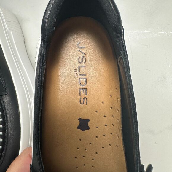 J/Slides Women's Willa Black Leather Platform Modern Slip On Loafer Size 7 - Picture 5 of 13